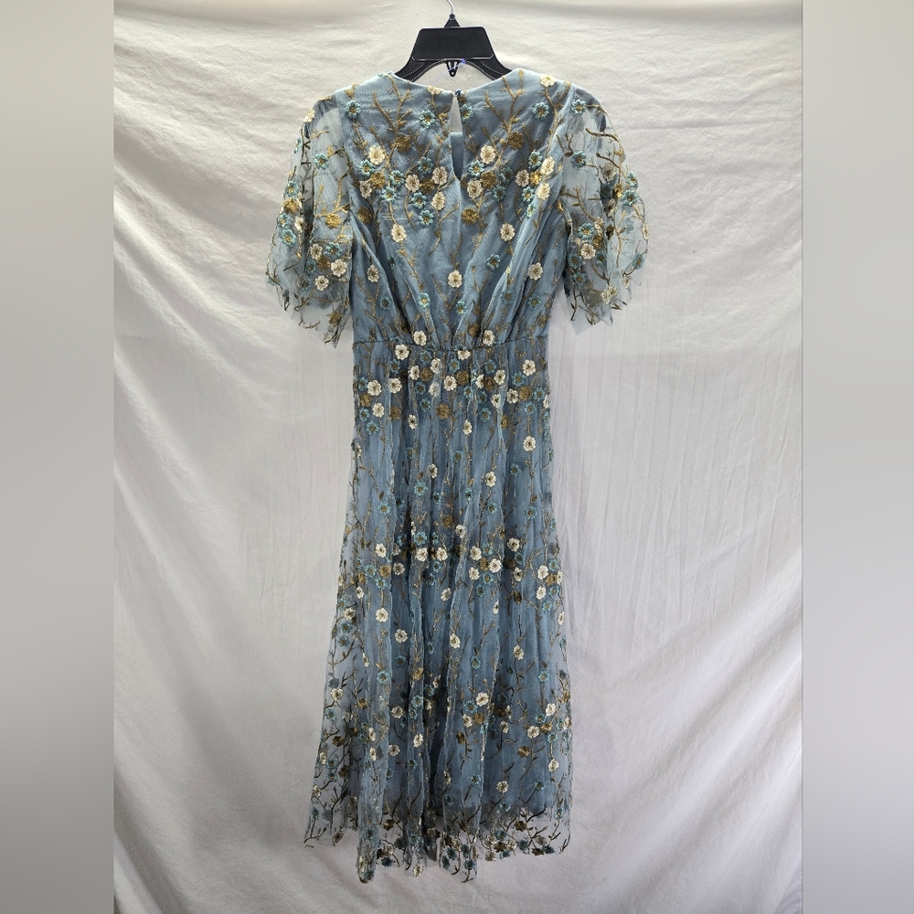 Baltic Born Women’s Size XS Blue Floral Arabella Embroidered Tulle Maxi Dress - Picture 6 of 6